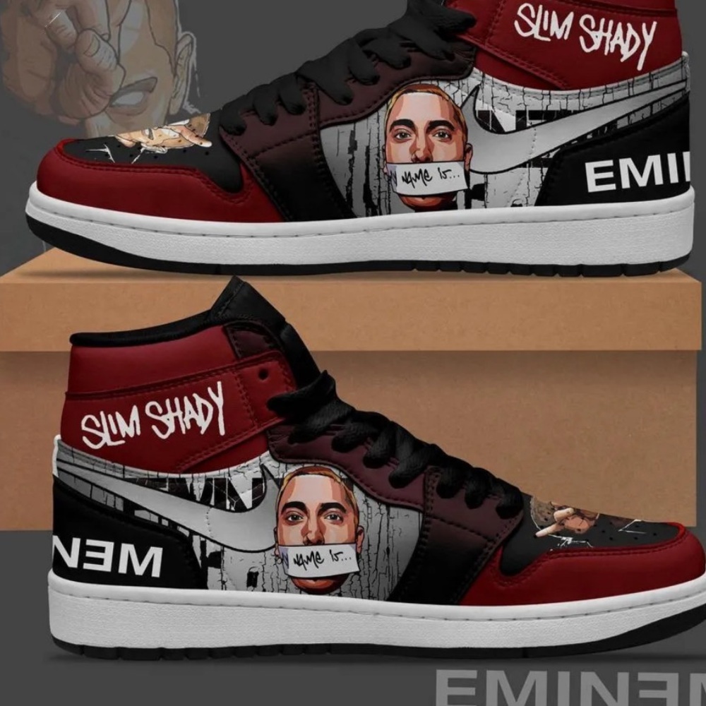 Slim Shady Red and Black Graphic Sneakers Sneakers - Eminem Slim Shady size 12
